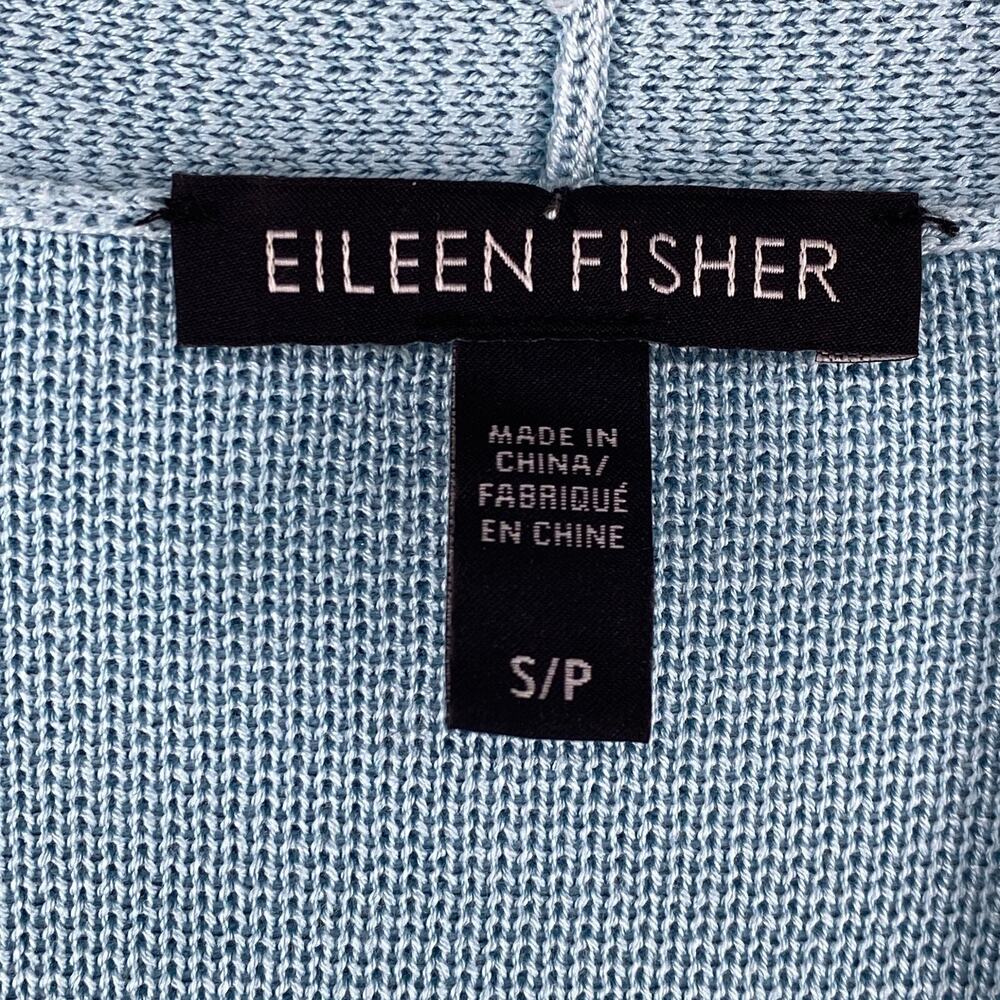 EILEEN FISHER Cardigan S Silk Organic Cotton Interlock Blazer Open Front Blue - Picture 10 of 15